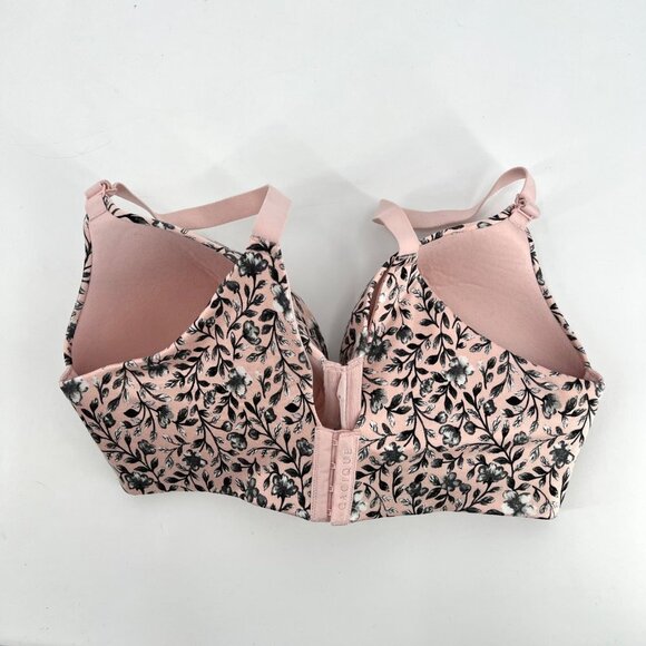 Cacique Lightly Lined Bra in Pale Blush Pink with‎ Gray Floral Print Size 40DDD - Picture 6 of 7